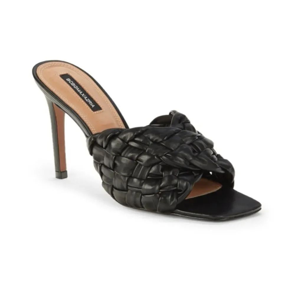 BCBGMAXAZRIA BARBA Black Woven Leather Sandals 8.5